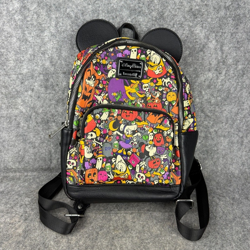 Disney Parks Loungefly Halloween Mickey Mouse Friends Mini Backpack Ears Black